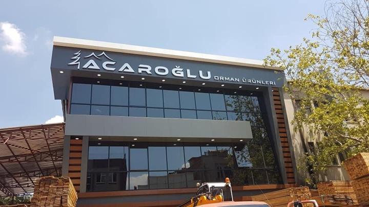 Acaroğlu Orman Ürünleri: Bina cephesi · Kutu harf